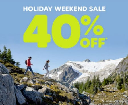 Holiday Weekend Sale 40% Off