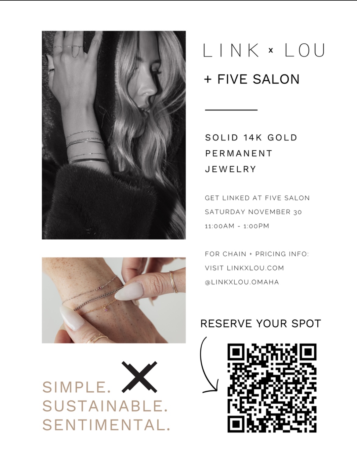 Link x Lou permanent jewelry pop-up at Five Salon