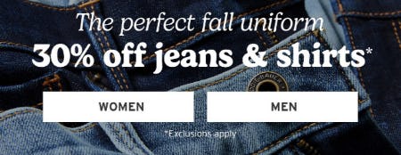 30% Off Jeans & Shirts