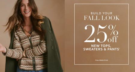 25% Off New Tops, Sweaters & Pants